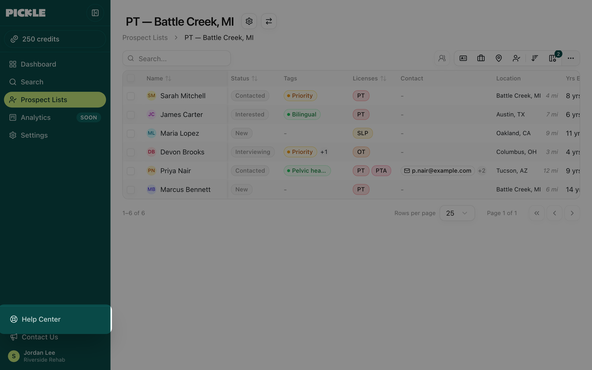 Help Center link in the collapsed sidebar navigation